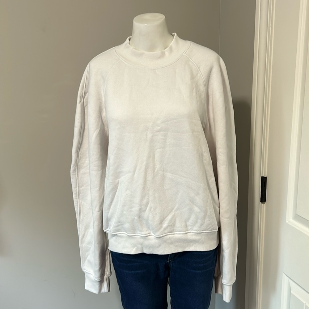 AGOLDE Tarron Mock Neck Sweatshirt Raglan Sleeve Pullover Cream Sz L NEW - Picture 4 of 14